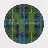 Étiquettes Clan écossais MacKenzie Tartan Gold Nom-Initiale (Design 2)