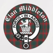 Étiquettes Clan Middleton Crest Badge et Tartan (Design 2)