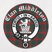 Étiquettes Clan Middleton Crest Badge et Tartan (Design 1)