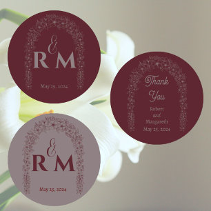 Étiquettes Classic Nature Floral Rouge Mariage Porte