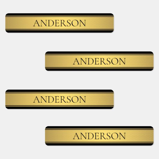 Étiquettes Classy Faux Gold Stripe & Black Arrière - plan ou (Groupe)