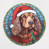 Étiquettes Cocker Spaniel Vitrail Noël (Design 2)