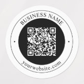 Étiquettes Code QR avec nom d'entreprise Texte circulaire mod (Design 2)