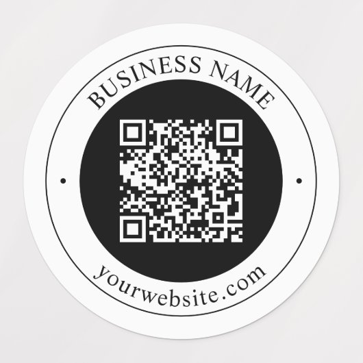 Étiquettes Code QR avec nom d'entreprise Texte circulaire mod (Design 1)