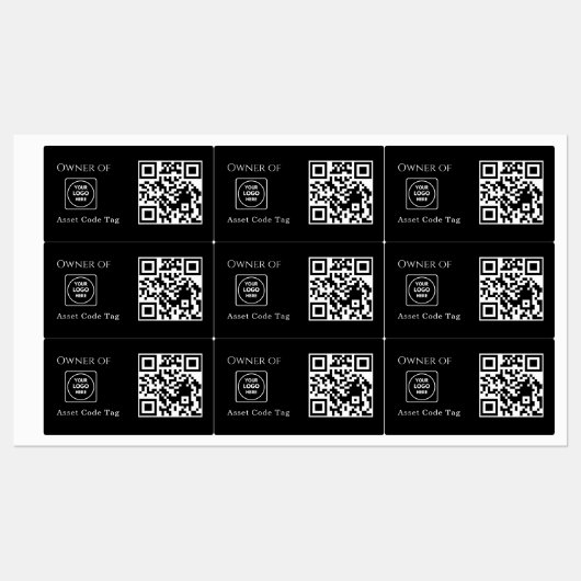 Étiquettes Code QR d'actif noir | Suivi d'actif de propriété (Feuille)