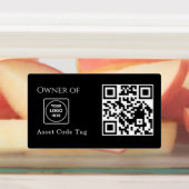 Étiquettes Code QR d'actif noir | Suivi d'actif de propriété (Apposé)