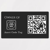 Étiquettes Code QR d'actif noir | Suivi d'actif de propriété (Design 1)