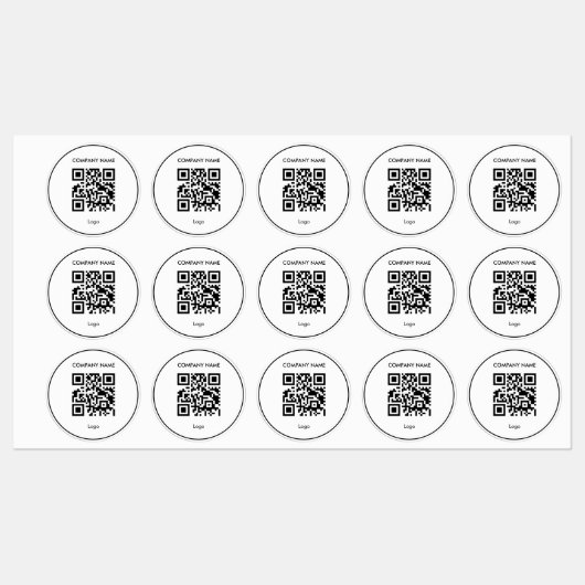 Étiquettes Code qr personnalisé simple blanc logo d'entrepris (Feuille)