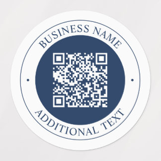 Étiquettes Code QR & Texte personnalisables | Bleu marine fon