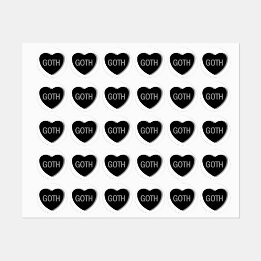 Étiquettes Coeur de bonbons - Goth (Feuille)