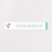 Étiquettes Coeur et arc-en-ciel Couleur Codé Fille imperméabl (Design 1)