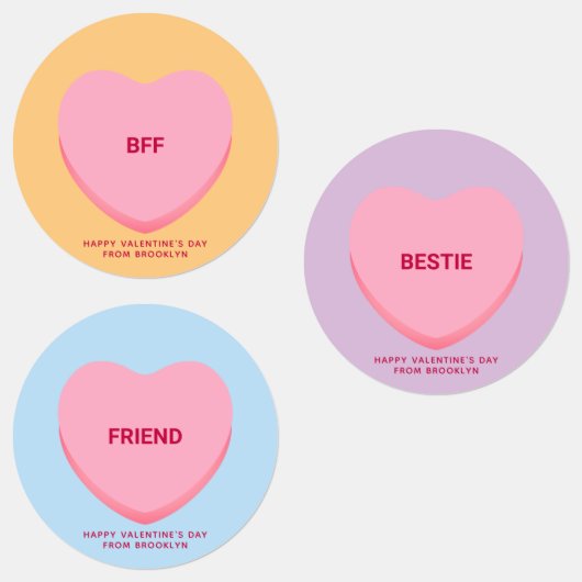 Étiquettes Coeurs de conversation d'amitié assortis mignons (Groupe)