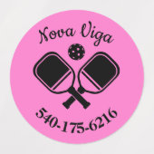 Étiquettes Colored Personalized Pickleball Paddle Butt Name (Design 1)
