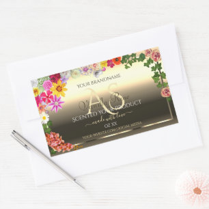 Étiquettes colorés en or floral avec Monogramme