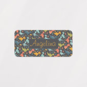 Étiquettes Colorful dinosaur cartoon cute pattern gray name  (Design 1)