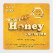 Étiquettes Commerce de miel biologique Marque et valeur nutri (Design 1)