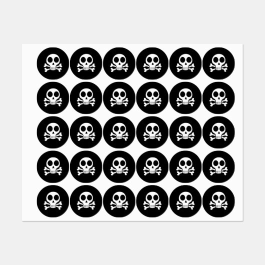 Étiquettes Conception de crâne de pirate (Feuille)