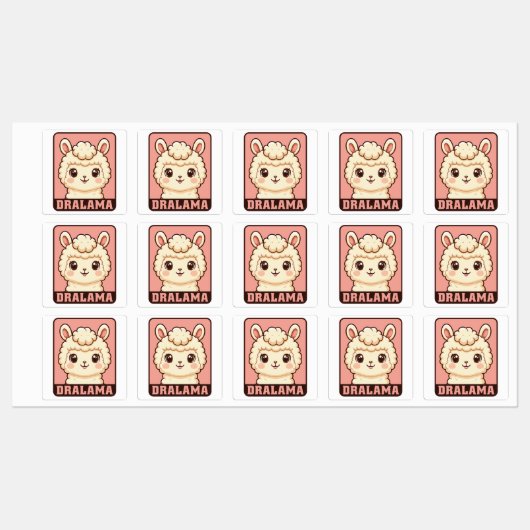 Étiquettes Conception d'illustration de lama mignon (Feuille)