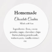 Étiquettes cookies au chocolat maison faits avec amour ajoute (Design 2)