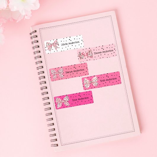 Étiquettes Coquette Rose mignonne Bows Empreinte de léopard K