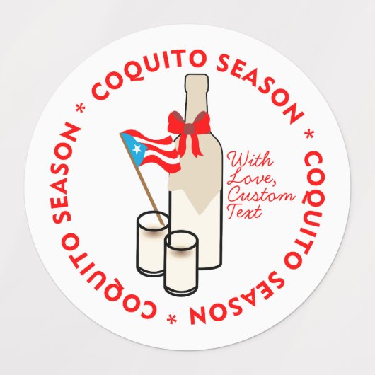 Étiquettes Coquito Season Bottle Label Personalize Text (Design 2)
