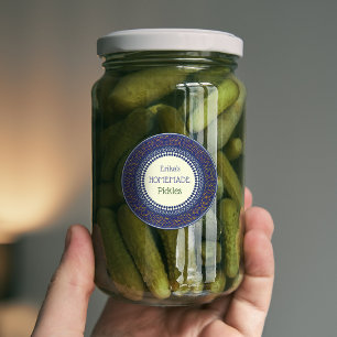 Étiquettes Cornichons faits maison bleu marine élégants perso