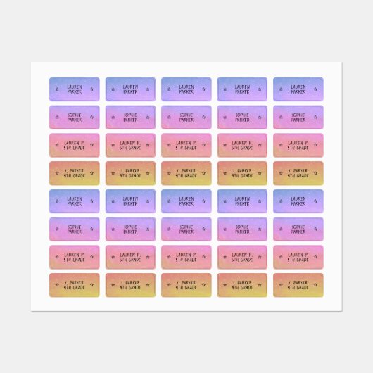 Étiquettes Couleur assez dégradée Codé Étoile Nom Vêtements (Feuille)