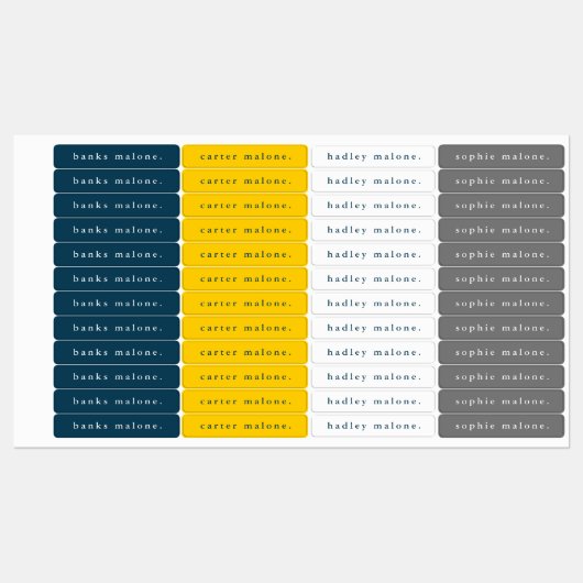 Étiquettes Couleurs simples de l'école Nom imperméable (Feuille)