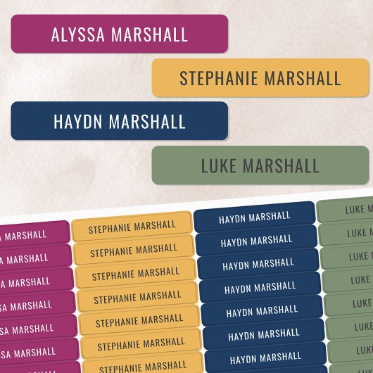 Étiquettes Couleurs vives hiver simples Enfants Nom étanche