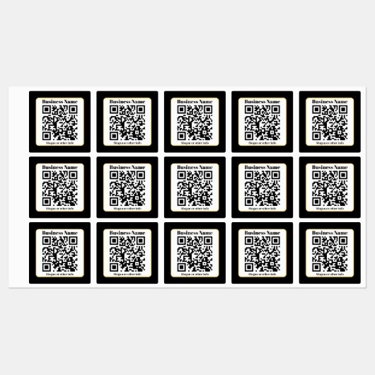 Étiquettes Create Your Own QR Code | Black White Gold Border (Feuille)