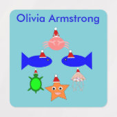 Étiquettes Créatures de la mer de Noël (Design 1)