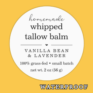 Étiquettes Crème Beurre Baume Tallow Fouettée Étanche