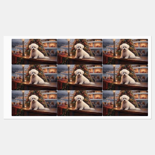 Étiquettes Croisière de Noël de Bichon Frise : Pawsome Holida (Feuille)