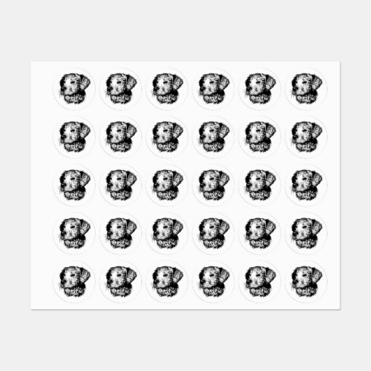 Étiquettes Croquis en tête de canine (Feuille)