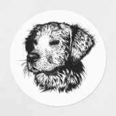 Étiquettes Croquis en tête de canine (Design 2)