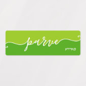 Étiquettes Cuisine Kosher Script Parve avec Hébreu vert (Design 2)