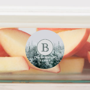 Étiquettes Cuisine Rustique Forêt Monogramme Produit étanche