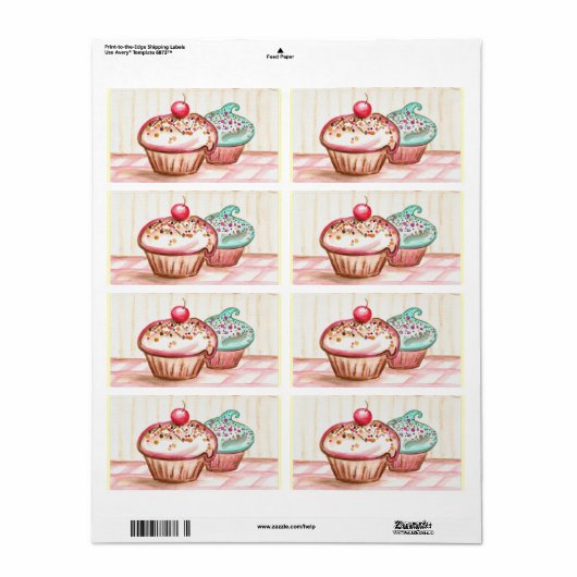 Étiquettes Cupcake (Feuille entière)
