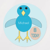 Étiquettes Custom Blue Birthday Boy Chick (Design 2)