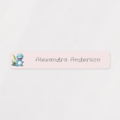 Étiquettes Cute Aquarelle Dinosaure Nom étanche (Design 1)