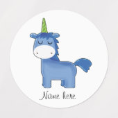 Étiquettes Cute Blue Unicorn (Design 1)