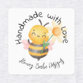 Étiquettes Cute Bumble Bee Handmade with Love Personalized (Design 2)