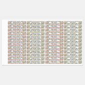 Étiquettes Cute Cat Collage Beige Blue Pink Pattern Name (Feuille)