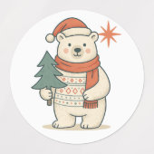 Étiquettes Cute Christmas Polar Bear Scandinavian Winter  (Design 2)