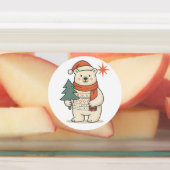 Étiquettes Cute Christmas Polar Bear Scandinavian Winter  (Apposé)