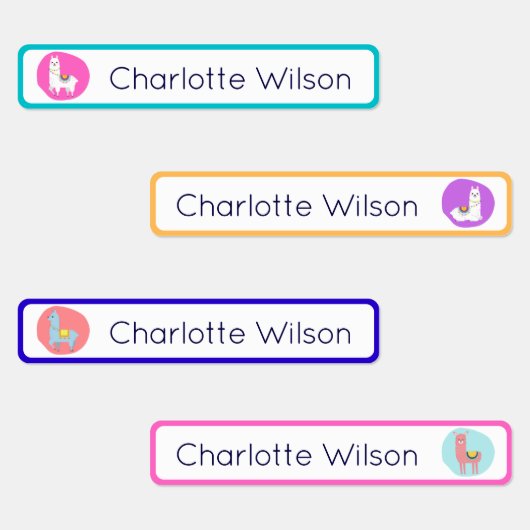 Étiquettes Cute Coloré Alpaca Personnalisé Nom Tags étanche (Groupe)