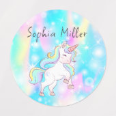 Étiquettes Cute Colorful Unicorn Custom Name Labels (Design 1)