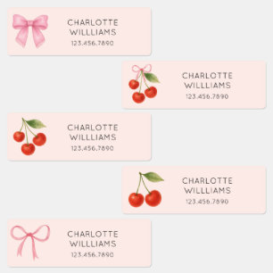 Étiquettes Cute Coquette Bow Cherry Retour à l'école Enfants