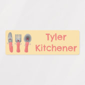 Étiquettes Cute couteau fourk cuillère dessin de la couteller (Design 2)