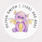 Étiquettes Cute Customizable Dragon Kid's Labels  (Design 1)